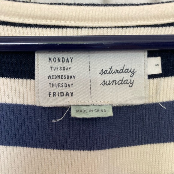 Anthropologie Saturday Sunday Striped Long Sleeve Midi Riley Dress Ribbed Size S - Picture 9 of 11